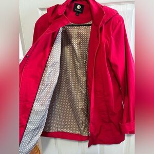 Y2K Jessica Hooded Red Trench Coat size large